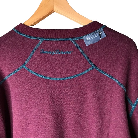 Tommy Bahama Reversible Sweater Pullover Cotton Henley Teal Burgundy Men’s XL - Picture 13 of 13